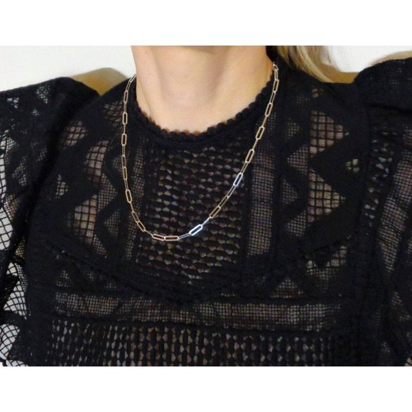 Solid 925 Silver Sterling Paperclip Chain Necklace, 16"-24" Long Layering Chain - Picture 1 of 5